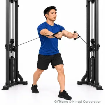 ケーブルチェストプレスの開始姿勢